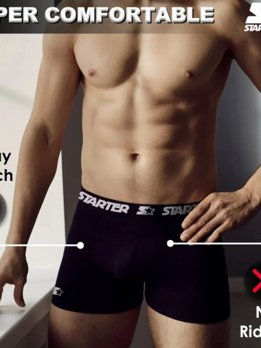 NEW Starter Men’s Active Performance Boxer Briefs Underwear 6 Pack Set of 6 S Si